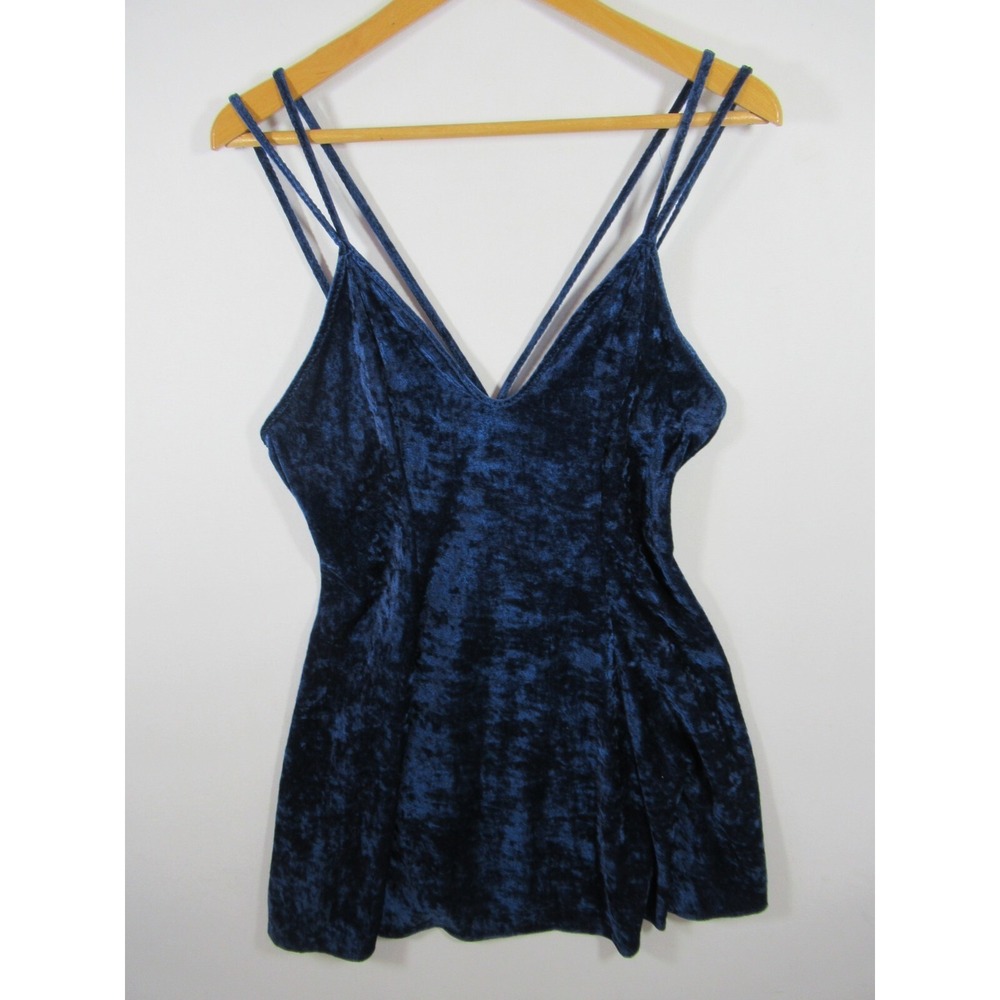 Vintage Petra Fashions Velvet Chemise Babydoll Nightgown Women Large Blue
